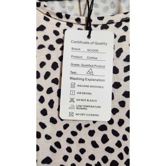 NCLOOK Womans Babydoll Loose Ruffle Dress Crewneck Khaki Spots Plus Size 3XL New - Picture 6 of 8